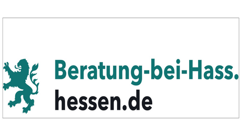 Hessenlöwe mit Bezeichung der Anlauf- und Beratungsstelle bei Hass und Hetze im Netz